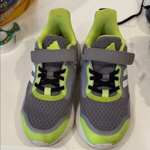 adidas Kids Gray and Neon Green Sneakers
